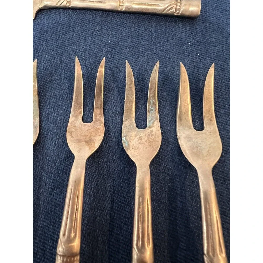 Nickel Bronze Bamboo‎ Cocktail Forks And Knife